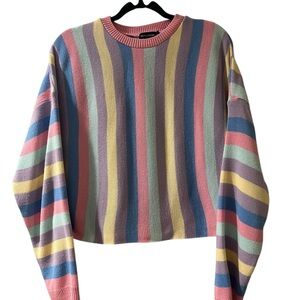 PrettyLittleThing Multicolor Striped Women's Crewneck Sweater-Size L